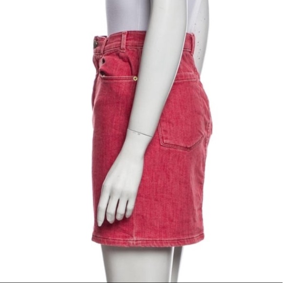 FRAME Faded Red Denim Mini Skirt Size 26 - Picture 8 of 8